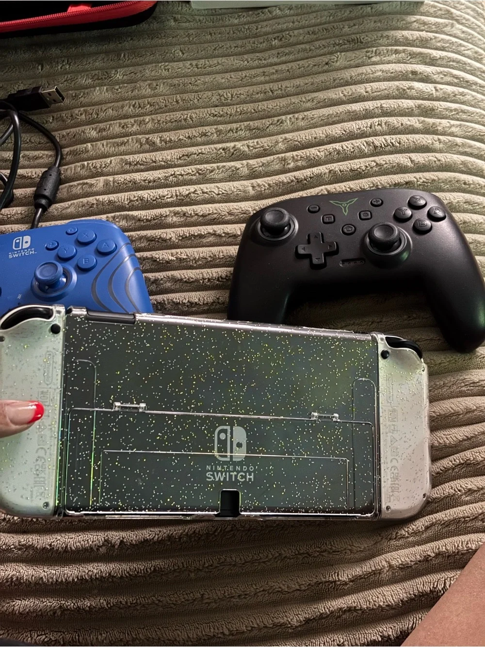 Nintendo Switch OLED with Decorative Thumb Caps